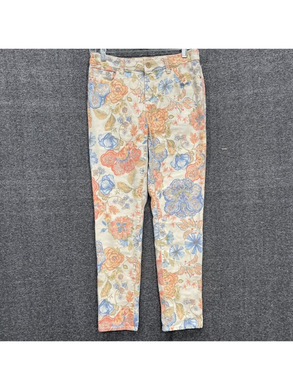 Chicos Girlfriend Ankle Jeans Womens Size 00/2 Ivory Floral Stretch So Slimming